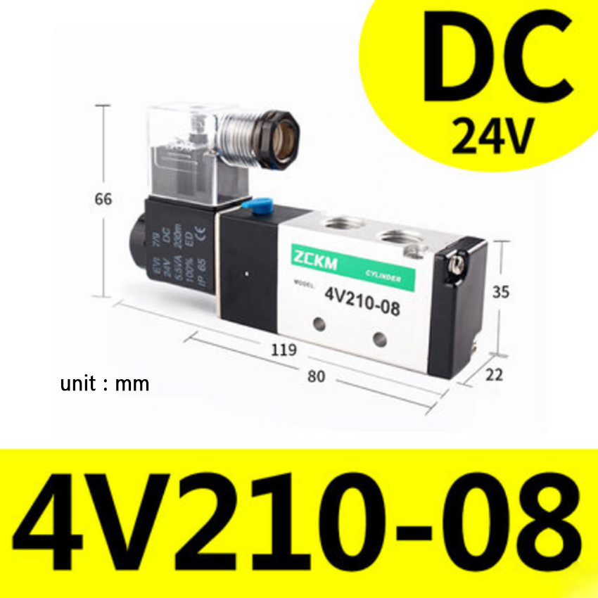 4V210-08 Pneumatic Solenoid Valves DC24V/AC220V Valve Manifolds 5/2 Way 1/4″ BSP
