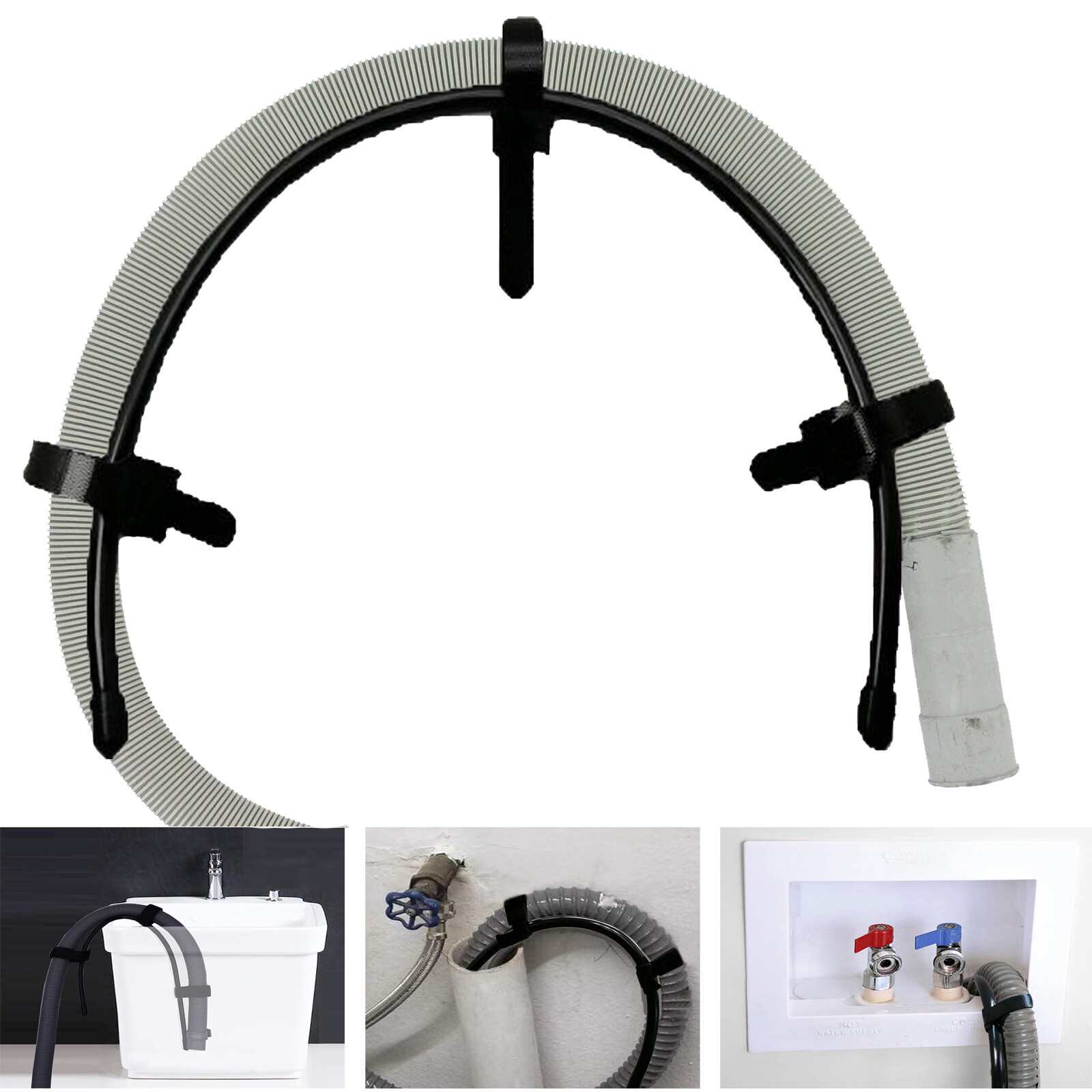 Universal Washing Machine Dishwasher Drain Hose Outlet Extension Pipe Clamp Clip
