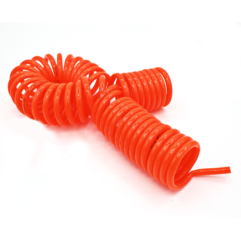 Flexible PU Recoil Coil Spring Hose Tube Orange For Compressor Air Tool