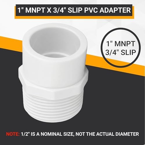 PVC Pipe Reducer Fitting – 1 Inch MNPT Male x 3/4 Inch Slip Socket – Sch 40