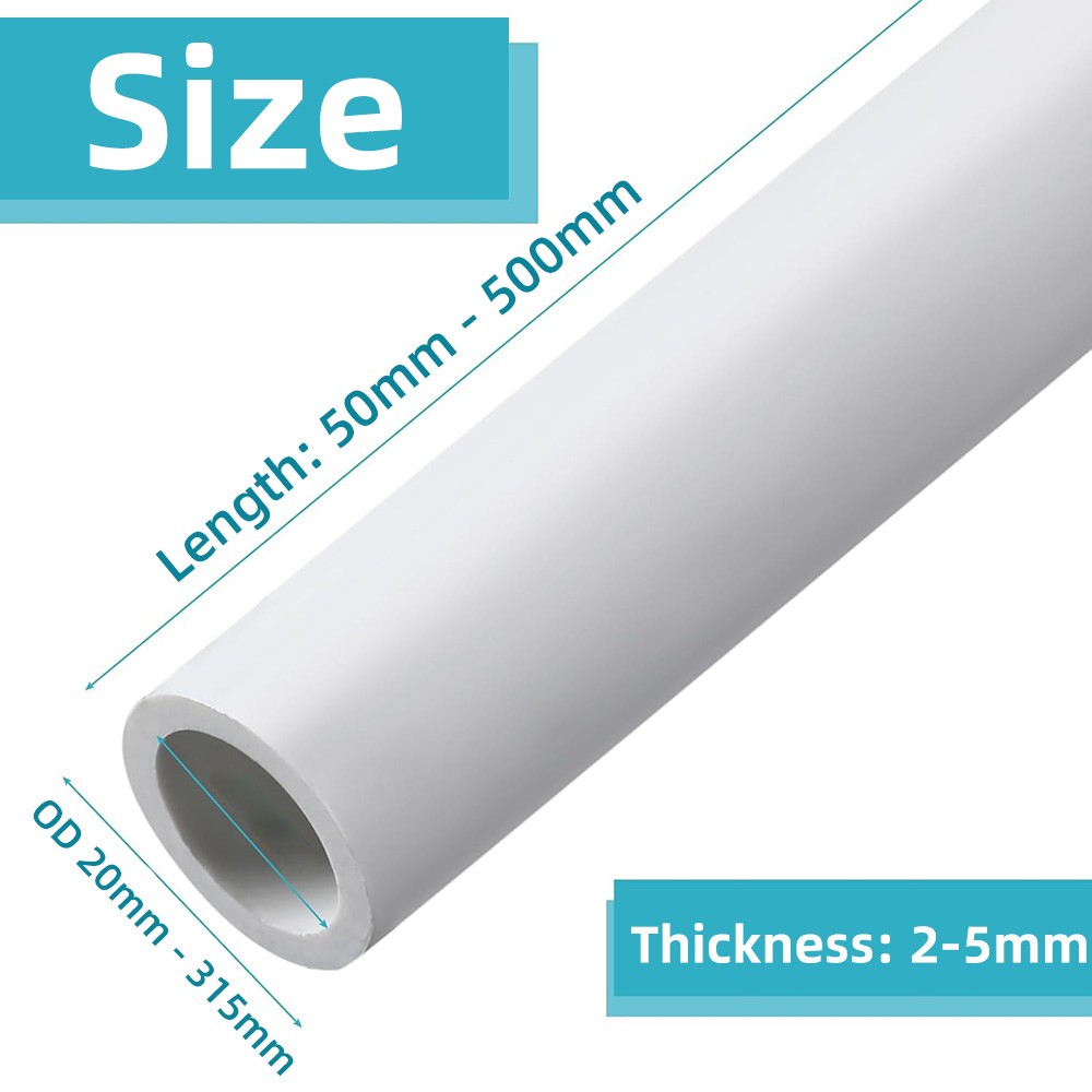 20-315mm White PVC Round Tube / Pipe Solvent Weld Length 2cm 5cm 8cm 10cm ~ 50cm