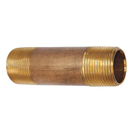 1-1/4″ Mnpt X 4″ Tbe Red Brass Pipe Nipple Sch 80, 466-040X