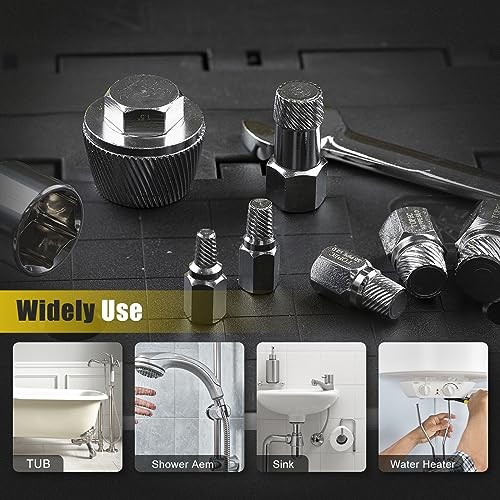 1.5” Tub Drain Extractor, 8PCS Pipe Nipple Extractor Set with 1-inch Socket,
