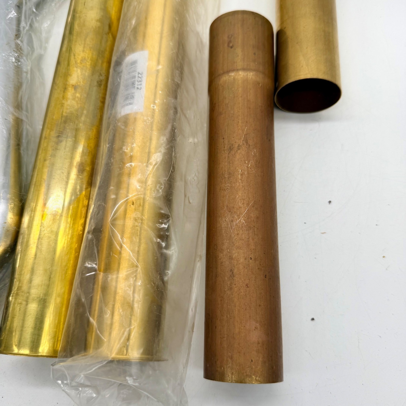 Commercial Brass Plumbing Tube and Chrome Drain Elbow Lot 6 PC Heavy Gauge New