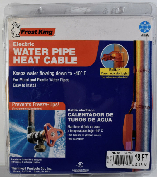 Thermwell Frost King Heat Tape 18 Feet Pipe Heating Cable – HC18