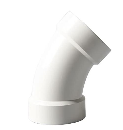 DWV 45 Degree PVC Pipe Elbow -pc, White 3 Inch 1