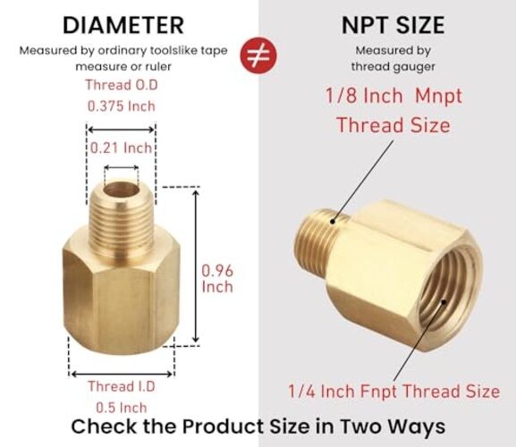 1/4 Inch Female to 1/8 Inch 1/8 Inch NPT Male x 1/4 Inch NPT Female 2 Piece