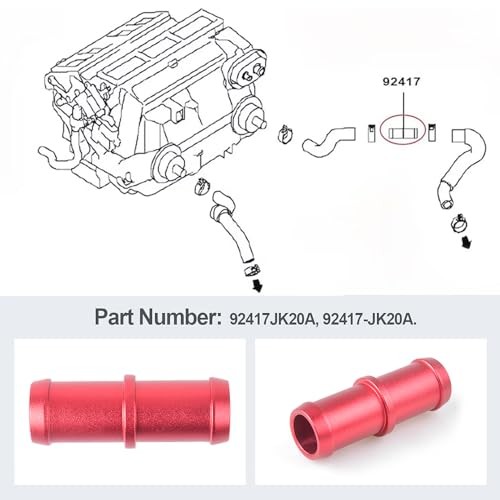 Aluminum Heater Hose Connector Compatible with 370Z Infiniti G35 G37 QX50 Q60