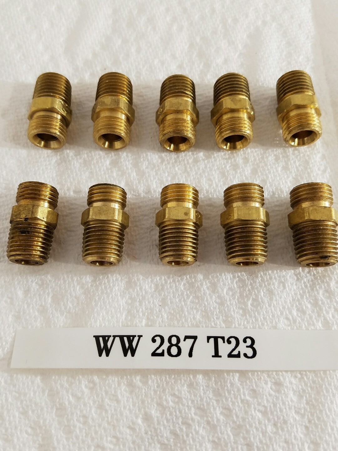 NEW Brass Pipe Fittings, Hex Nipple, 1/4″ NPT by ¼” compression. ( Lot of 10 )