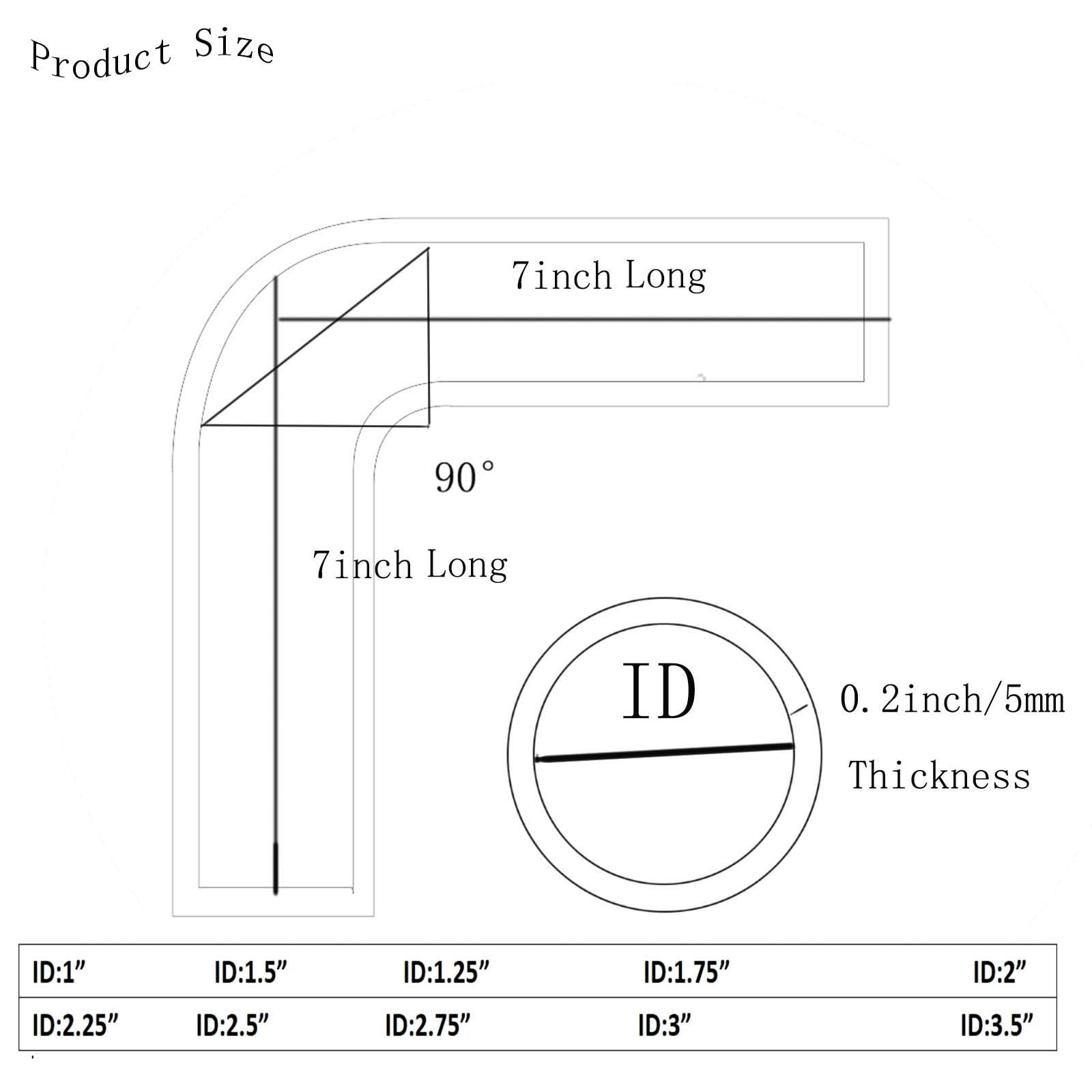 ID 1″ 90 Degree Silicone Hose Elbow Coupler 7″ Leg Length Universal 4-Ply Rei…