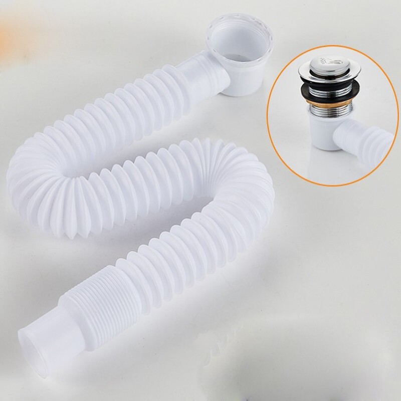 Bathtub Drain Tube Plastic Waste Pipe Home Bathroom Kit Replacement Retractable