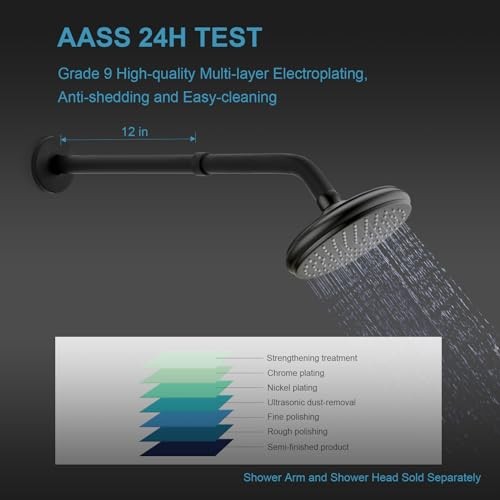 Shower Head Extension Arm Shower Arm Extension Shower Head Matte Black 12 in