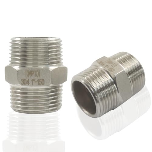 NPT Hex Nipple Pipe Fittings – Premium 304 Stainless Steel 1″ Male x 1″ Male