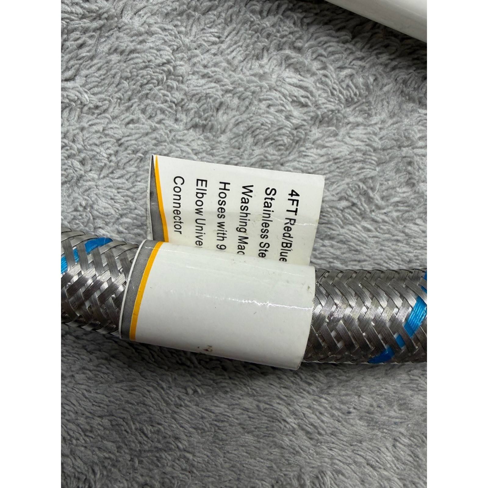 4FT Stainless Steel Braided Washing Machine Hoses 90 Degree Elbow Connectors NWT