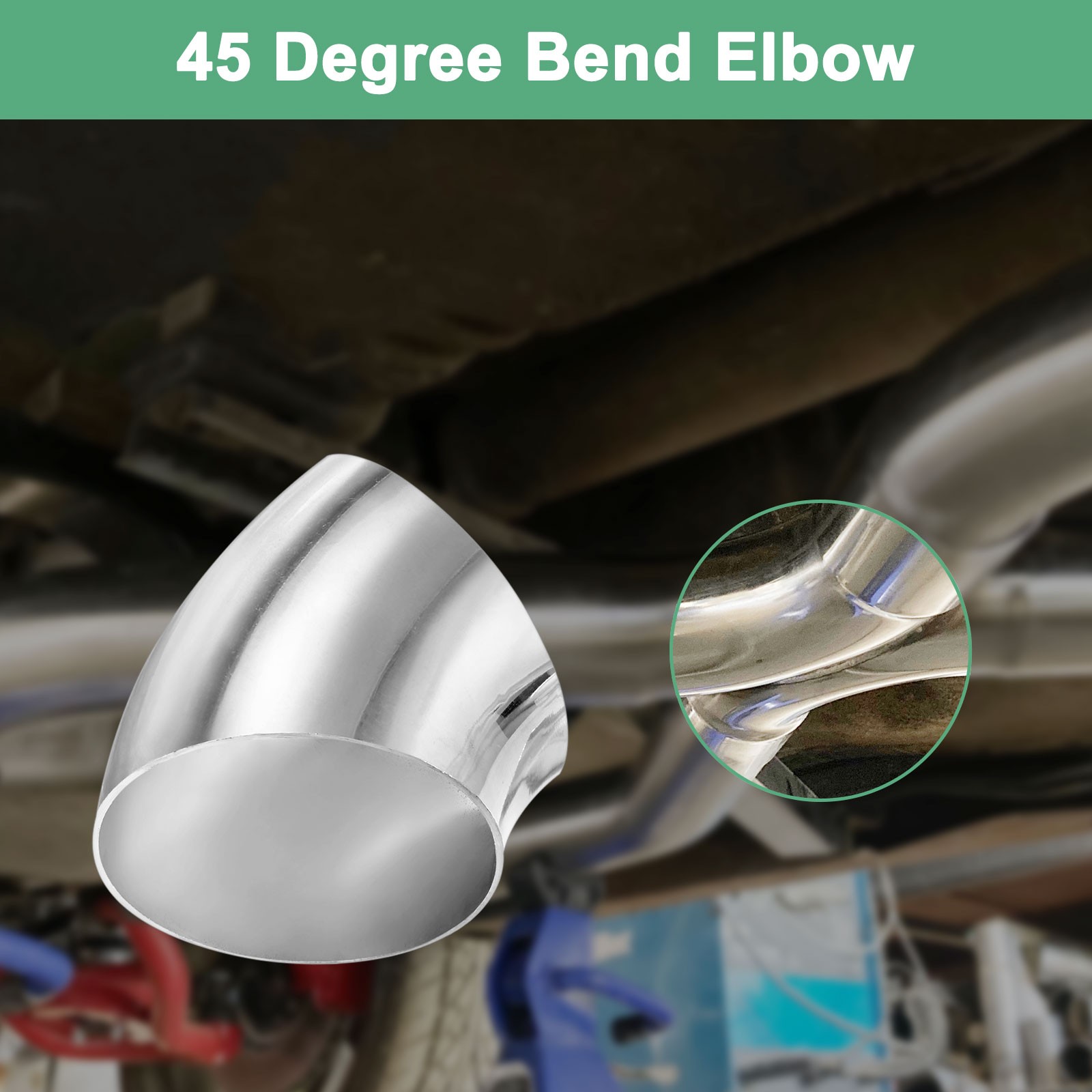 2-Pack OD 2.8 Inch 45 Degree Mandrel Bend Elbow, Thicken 1.5 mm Height 79 mm