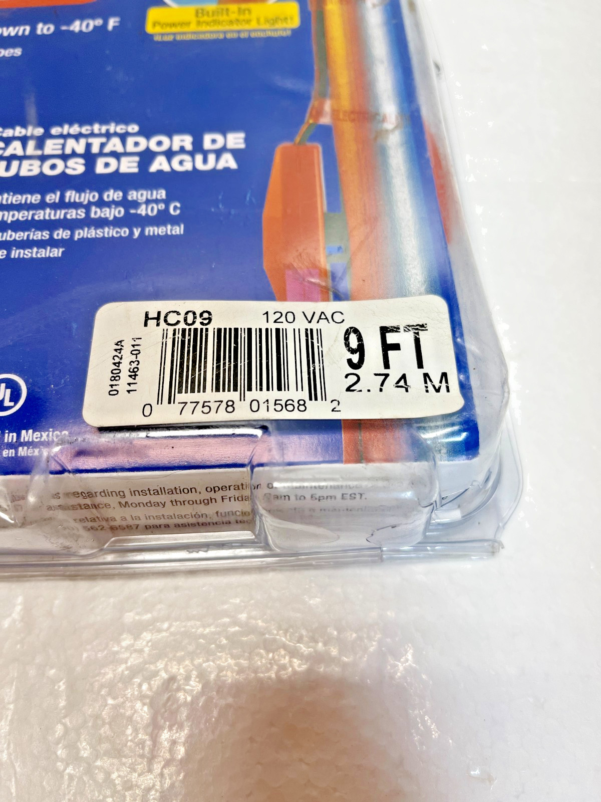 Frost King Electric Water Pipe Heat Cable 9 FT HC09 NEW