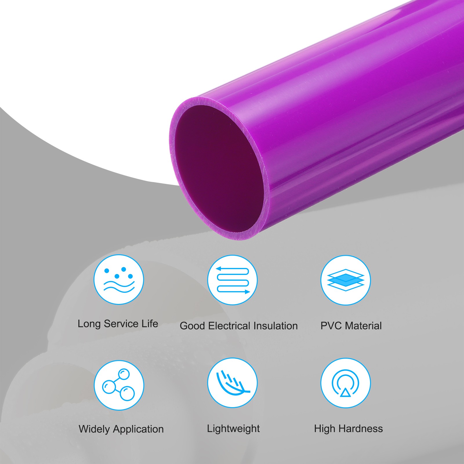 PVC Rigid Round Pipe 45.2mm ID 50mm OD 500mm Purple High Impact