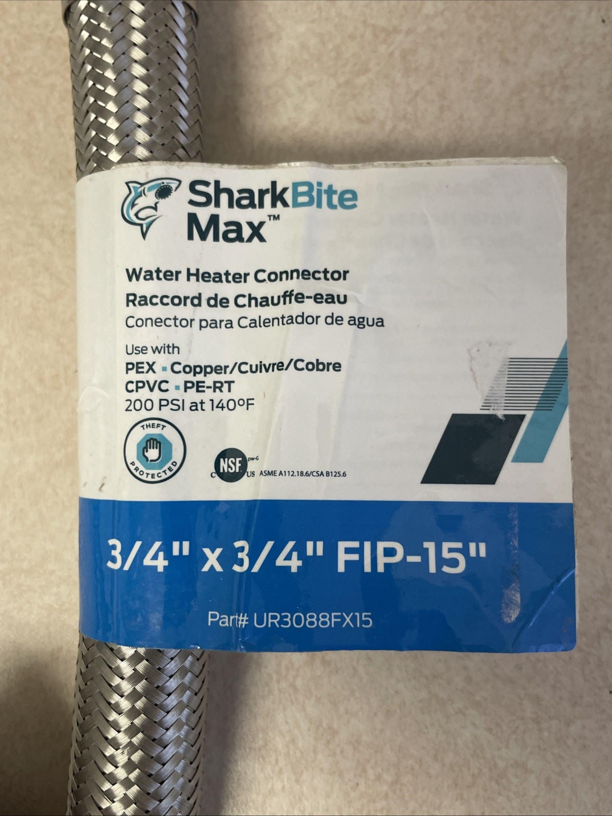 Lot Of 6 SHARKBITE MAX UR3088FX 3/4″ X 3/4″ FIP Water Heater Hoses READ DESCRIPT