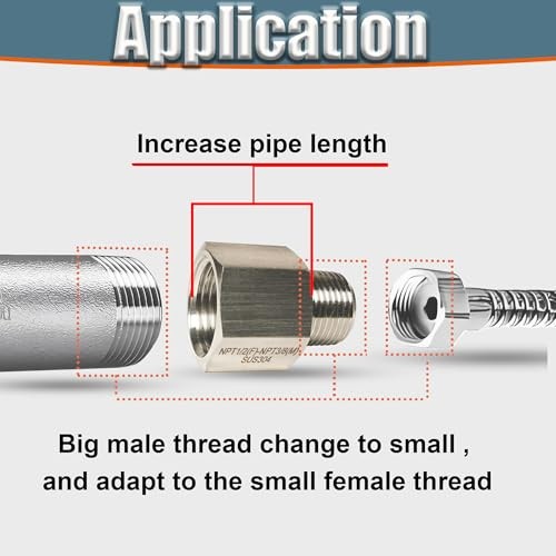 1/2″ Female to 1/4″ Male NPT Reducer Adapter, 304 Stainless 1/4″MNPT-1/2″FNPT