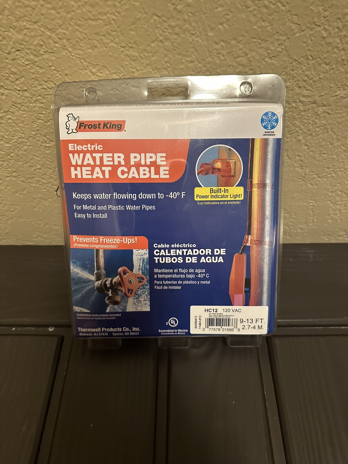 Frost King Electric Water Pipe Heat Cable HC12 9-13 Feet 120 VAC pipe heater