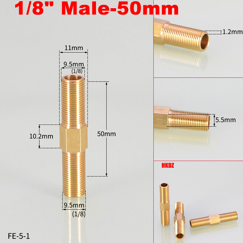 1/8″ 1/4″~1/2″ Brass Male Pipe Fittings BSP Thread Extension Connectors Adapter