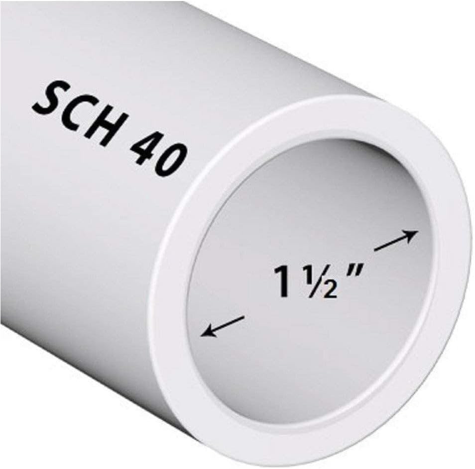 PVC Pipe Sch40 1-1/2 Inch (1.5) White Custom Length (1FT)