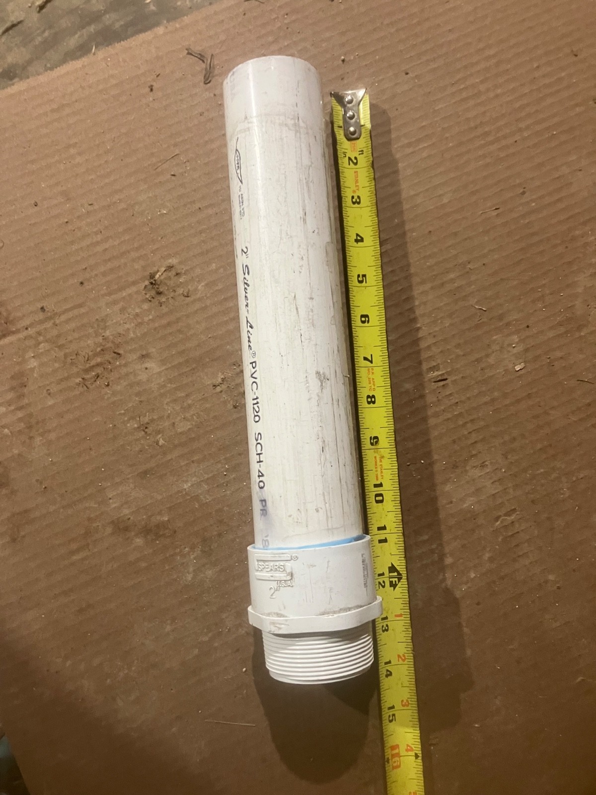 2” Silver-line Schedule 40 pipe. Pipe is 12” long with 2” male pipe thread