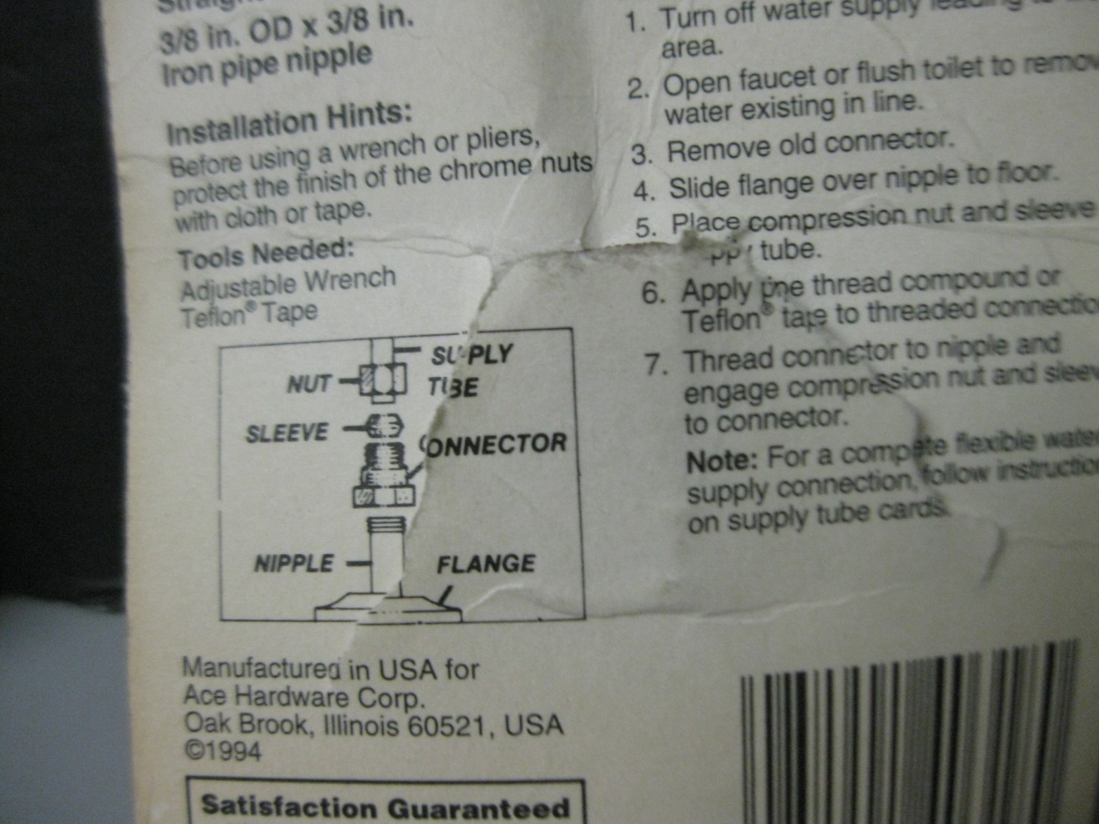 Ace Lot of 5 Straight Female Connector Iron Pipe Size Hook up 3/8 in OD 40318