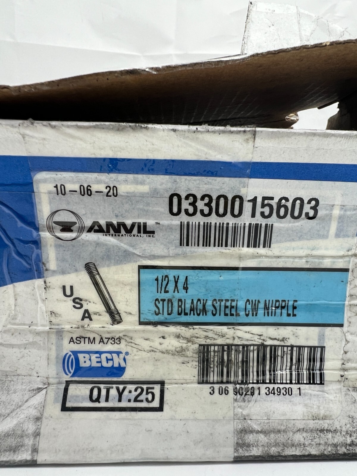 (QTY 25) Beck 0330015603 1/2″ X 4″ Black Pipe Nipple Sch 40 *FAST SHIPPING*