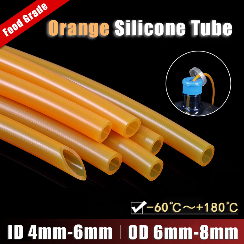 Orange Silicone Tube Food Grade Beer Milk Flexible Hose Pipe Soft Rubber 4mm-6mm