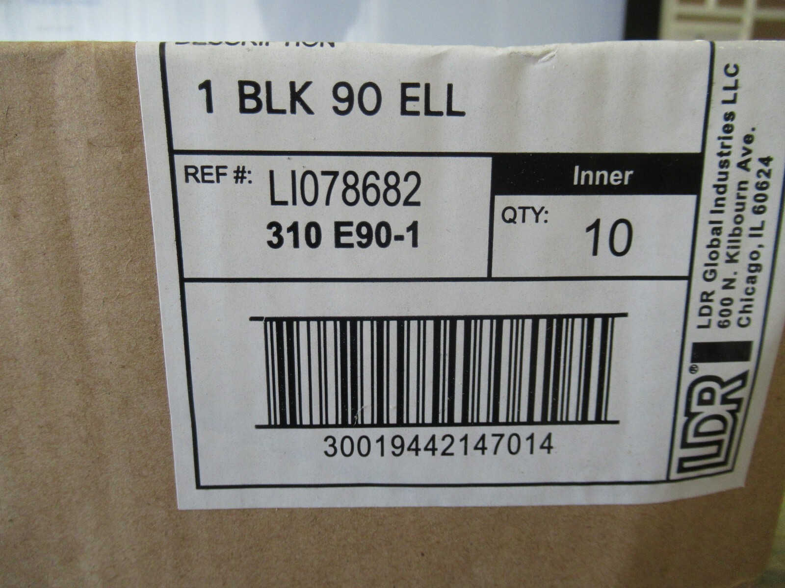 (Box of 10) LDR 310 E90-1 1″ Black Iron 90 Degree Elbow