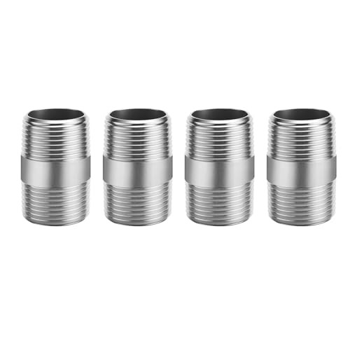 1″x2″ 30Stainless Steel Pipe, 1″ NPTx 1″ NPT Male Threaded Nipple, 2 Inch 4