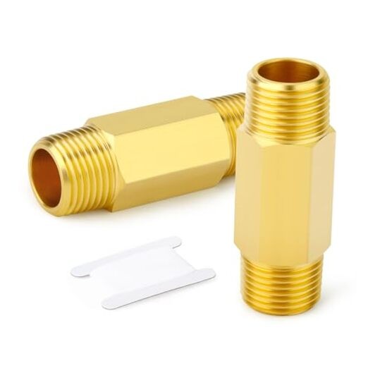 Brass Long Nipple, 3/8 NPT brass nipple, 2″ 3/8″MNPT 2Pcs 2″(50mm)Length