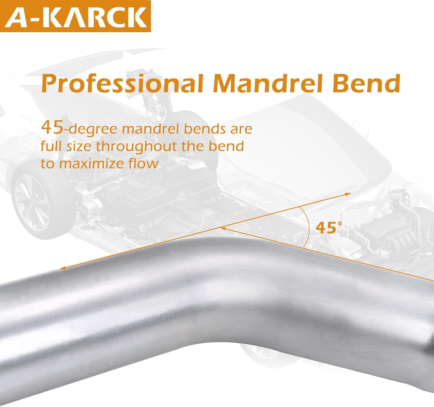 Exhaust 45 Degree Tube 3.5″ OD, Mild Steel Exhaust Pipe 3.5inch 45 Degree 1PCS