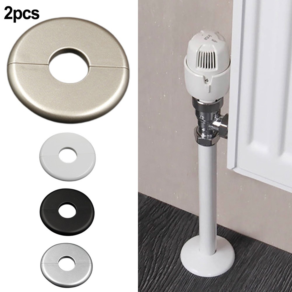 2Pcs Plastic Radiator Pipe Covers Collar White/Black/Silver/Gold Dia.15mm 70mm
