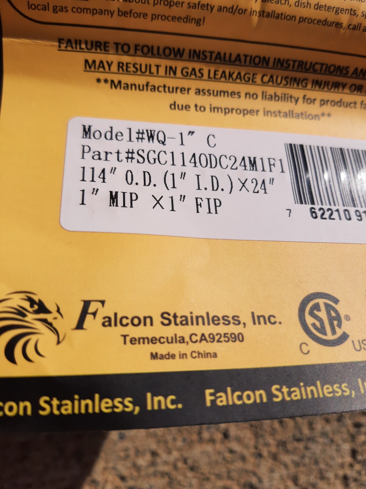 Flexible Natural gas line 1″ X 24″