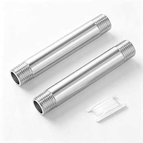 2Pcs Stainless Steel Pipe Fittings, 1/2″ NPT 1/2″ MNPT 2pcs 6″ (150mm) Length