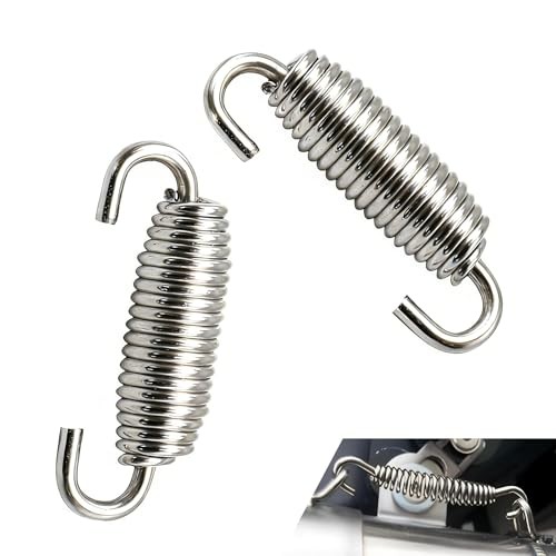 2 PCS Motorcycle Exhaust Springs, Stainless Steel Exhaust Pipe Spring Silver