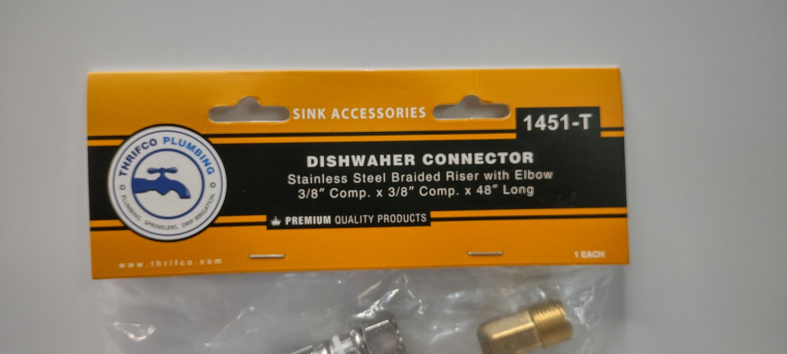 Dishwasher Connector Water 3/8 Comp to 3/8 Comp 48″ Long NEW 1451-T Thriftco