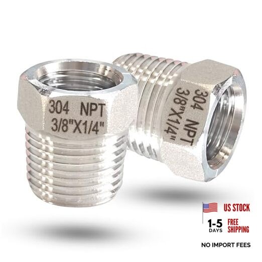 3/8″ NPT Male to 1/4″ NPT Female Reducer Bushing, 304 3/8mnpt x 1/4fnpt