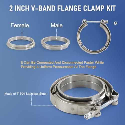 2″ V Band Clamp with Flange 4 PCS Stainless Steel Male Female Replacement For