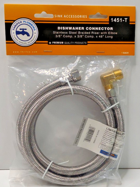 Dishwasher Connector Water 3/8 Comp to 3/8 Comp 48″ Long NEW 1451-T Thriftco