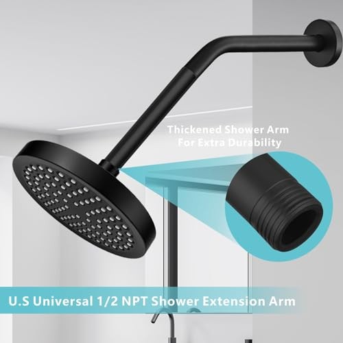 Shower Extension Arm, Solid Stainless Steel Shower Pipe Matte Black 4 Inch