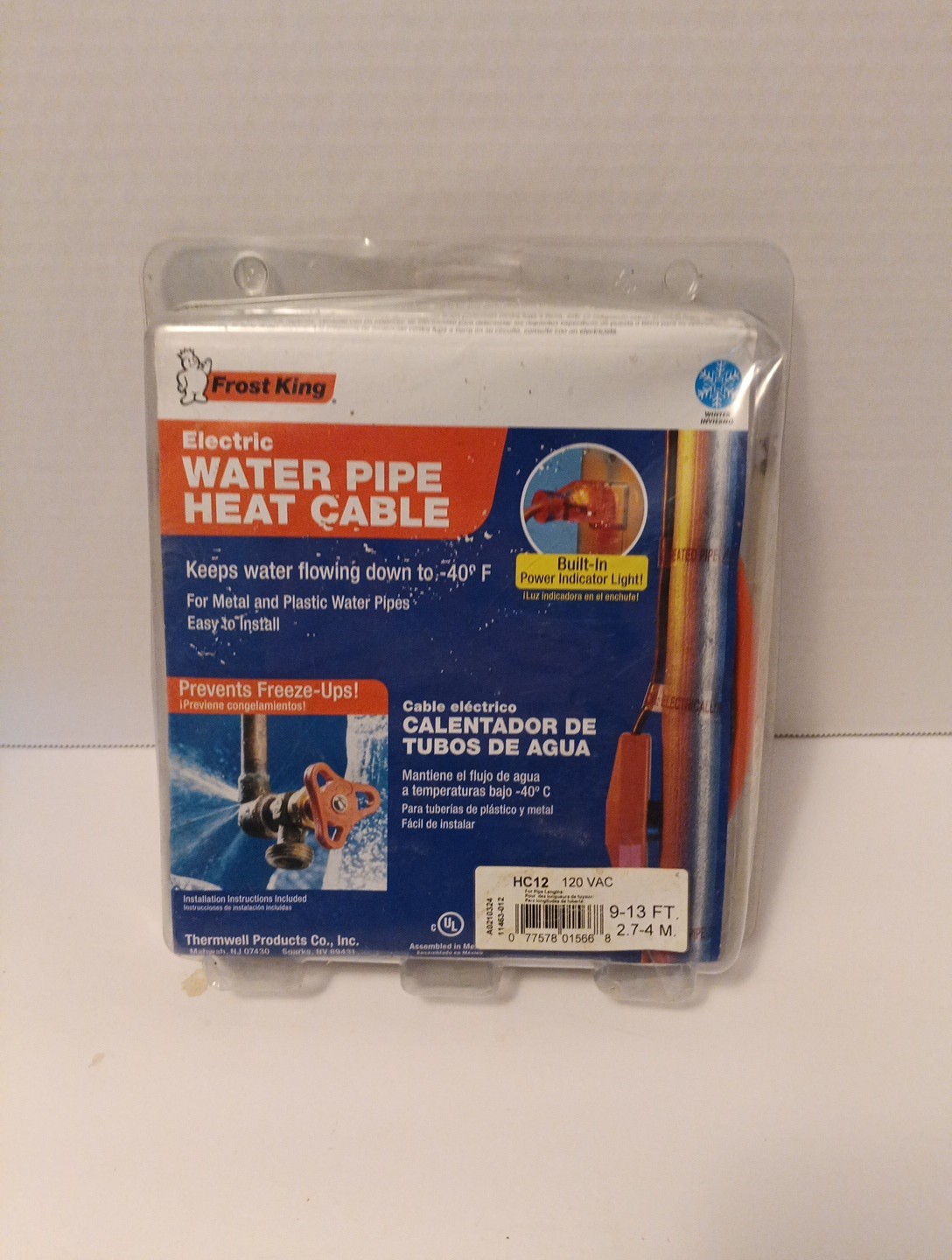 Thermwell Frost King Heat Tape 12 Feet Pipe Heating Cable – HC12