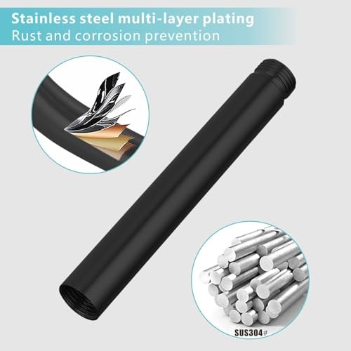Shower Extension Arm, Solid Stainless Steel Shower Pipe Matte Black 6 Inch