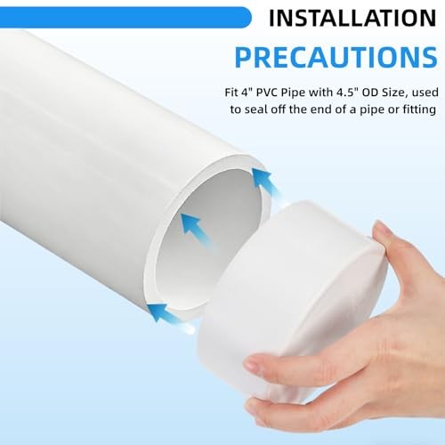 4 Pack 4″ PVC Pipe End Cap Fitting, Compatible with 4.5″ OD, SCH 40 Furniture