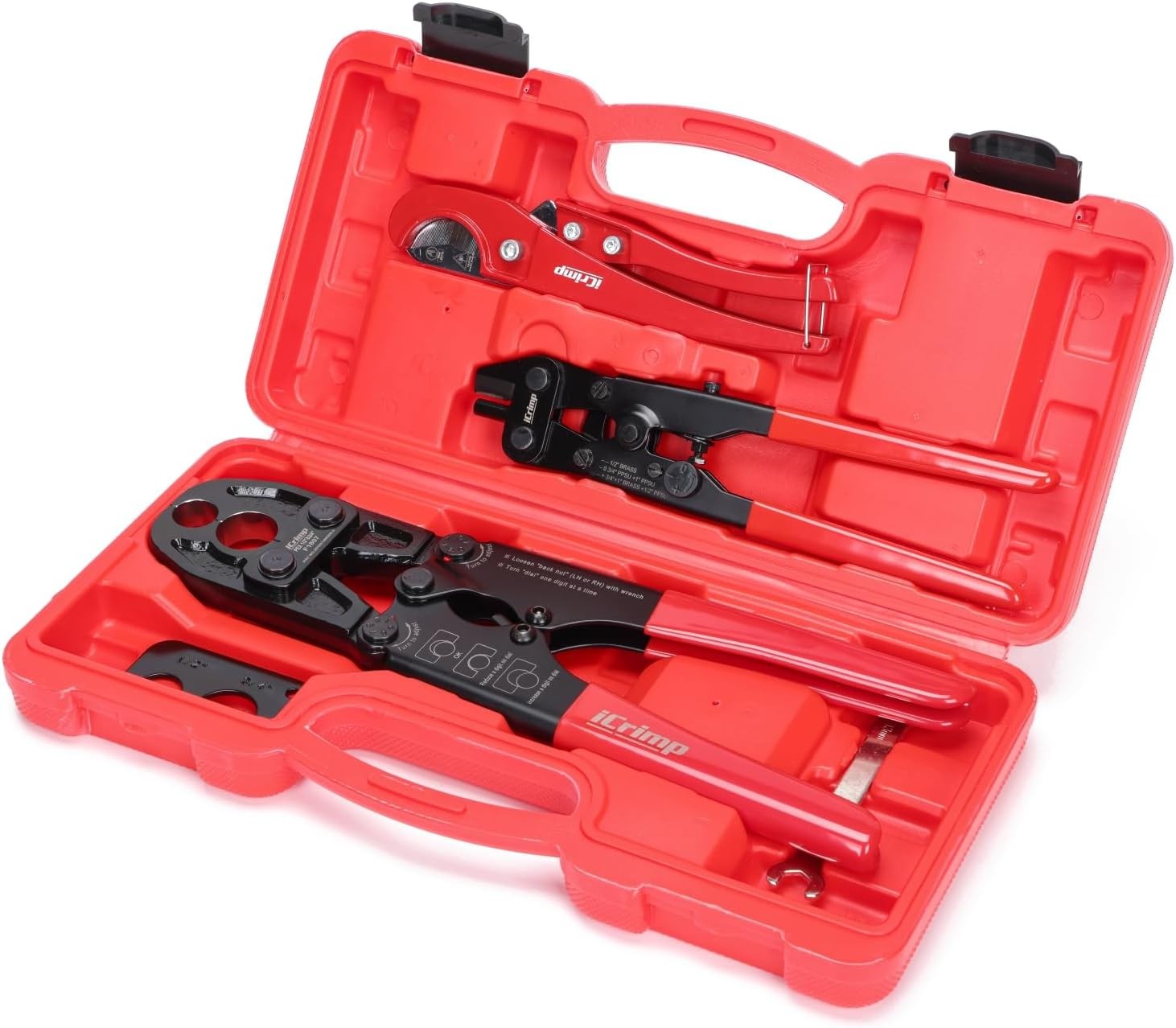 PEX Crimp Tool Kit w/ Cutter & Removal Tool for 1/2″ & 3/4″ PEX Copper Rings