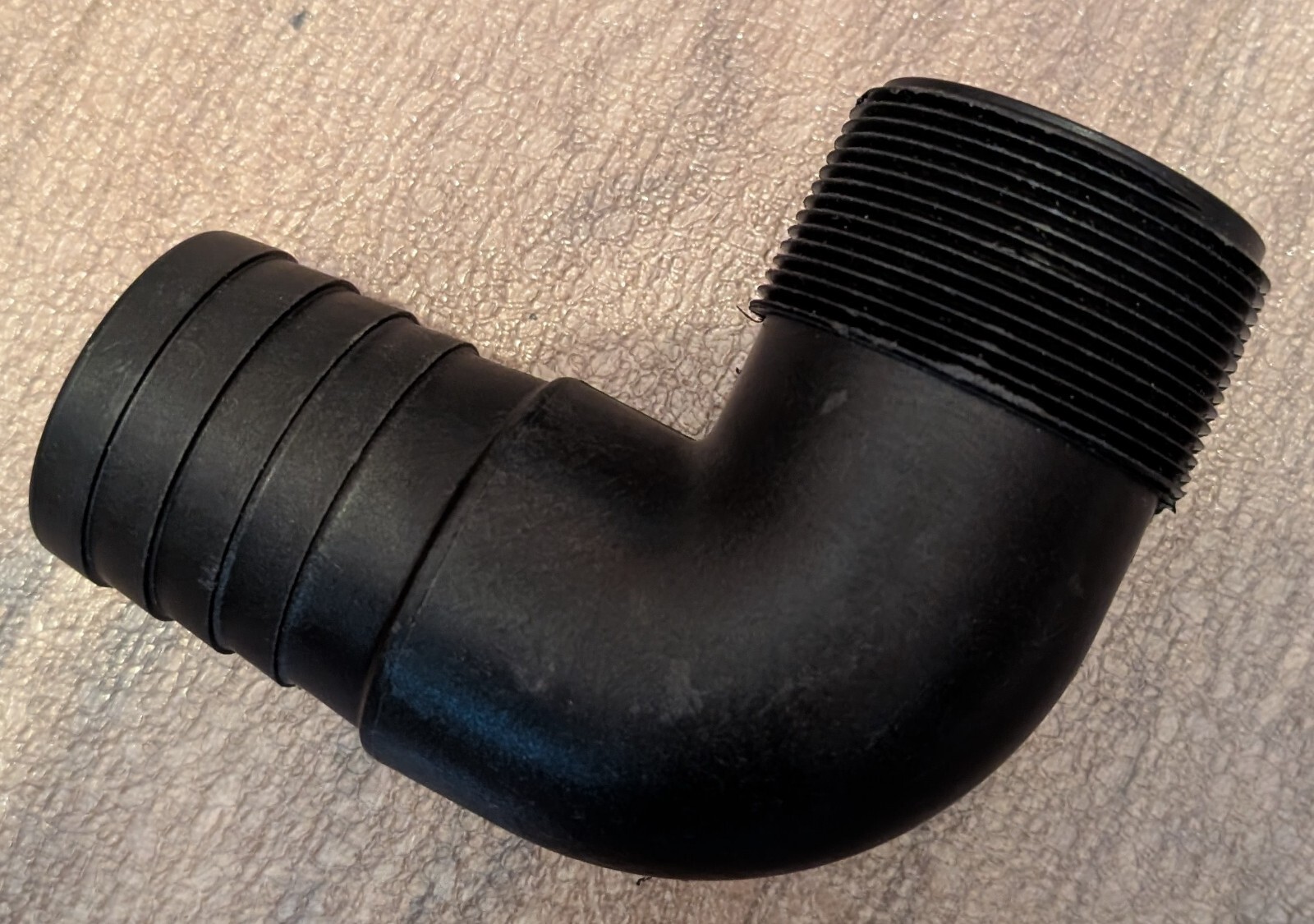 Plastic Barbed Hose Fitting for water elbow 2″ hose ID, 2 NPT Male, 100 PSI pipe