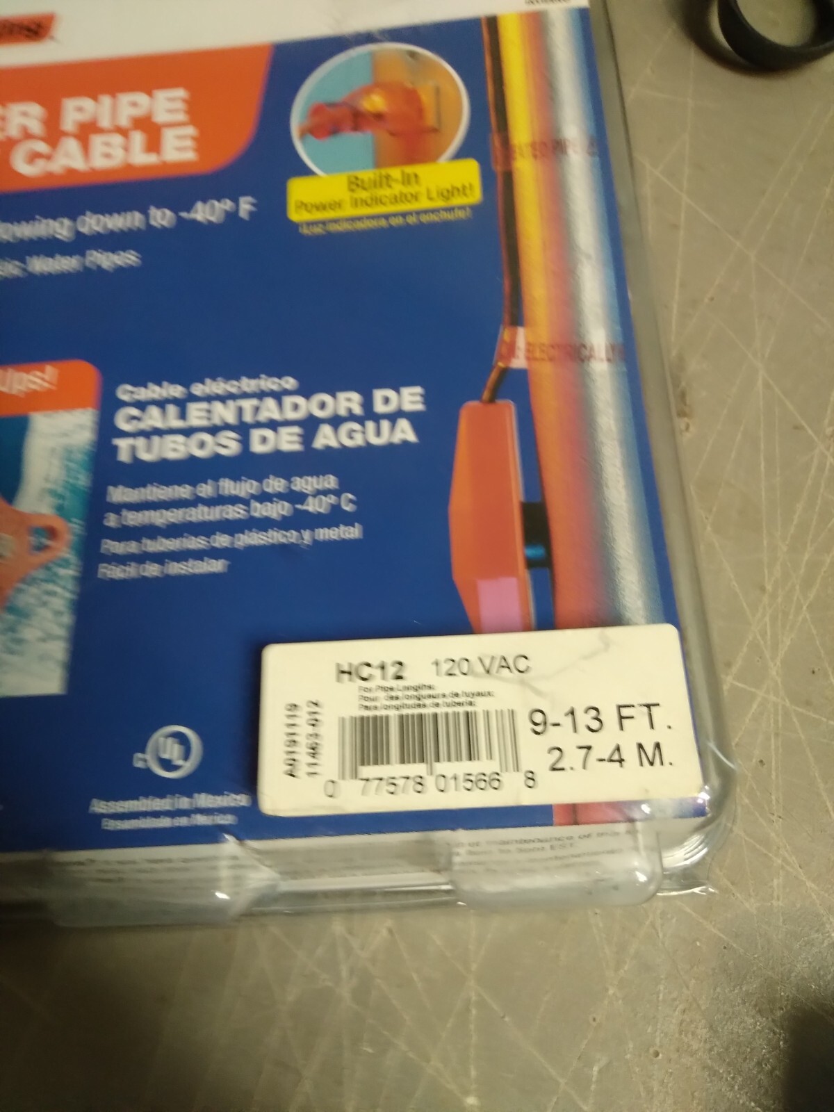 NEW Frost King Electric Water Pipe Heat Cable 12ft. HC12 #4025-20