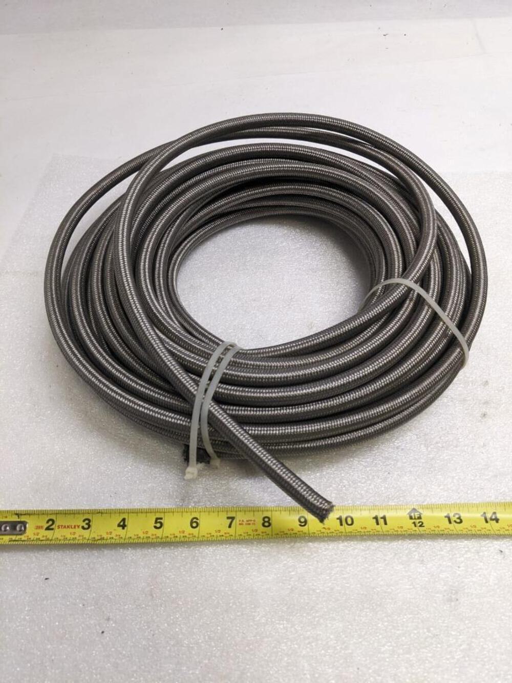 UNBRANDED BRAIDED 93.5′ METALLIC HOSE 1/2″ OD 3/8″ ID W/ PLASTIC TUBING NEW R3